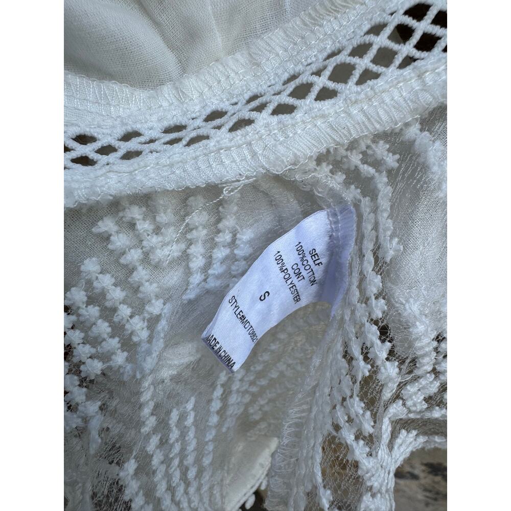 Elaborate Mulla White Ruffle Lace Corset Blouse Statement Top - Picture 11 of 15
